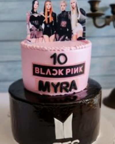 Experience the captivating charm of our Black Pink Theme Cake, drawing inspiration from the electrifying spirit of the renowned K-pop group, Black Pink. Decorated with chic black hues and lively pink tones, this irresistible dessert not only captivates the eyes but also tantalizes the taste buds, serving as an ideal focal point for any festivity.